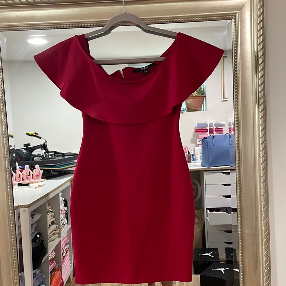 Red Off the Shoulder GUESS Dress, Size Small